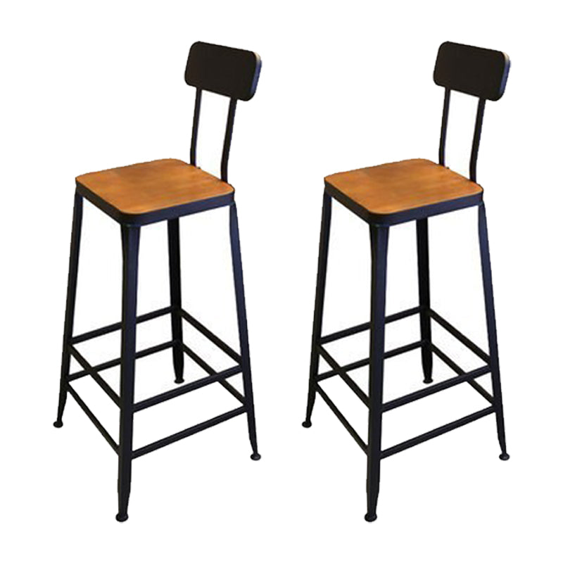 Industrial Style Metal Bar Stool Armless Bar Stool with Black Base