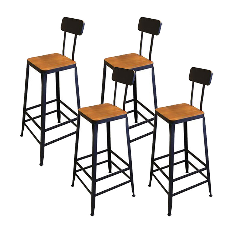 Industrial Style Metal Bar Stool Armless Bar Stool with Black Base