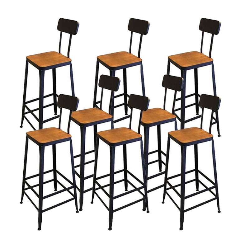 Industrial Style Metal Bar Stool Armless Bar Stool with Black Base