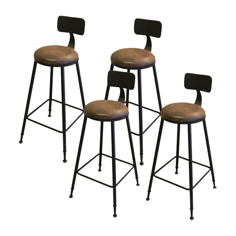 Industrial Style Metal Bar Stool Armless Bar Stool with Black Base