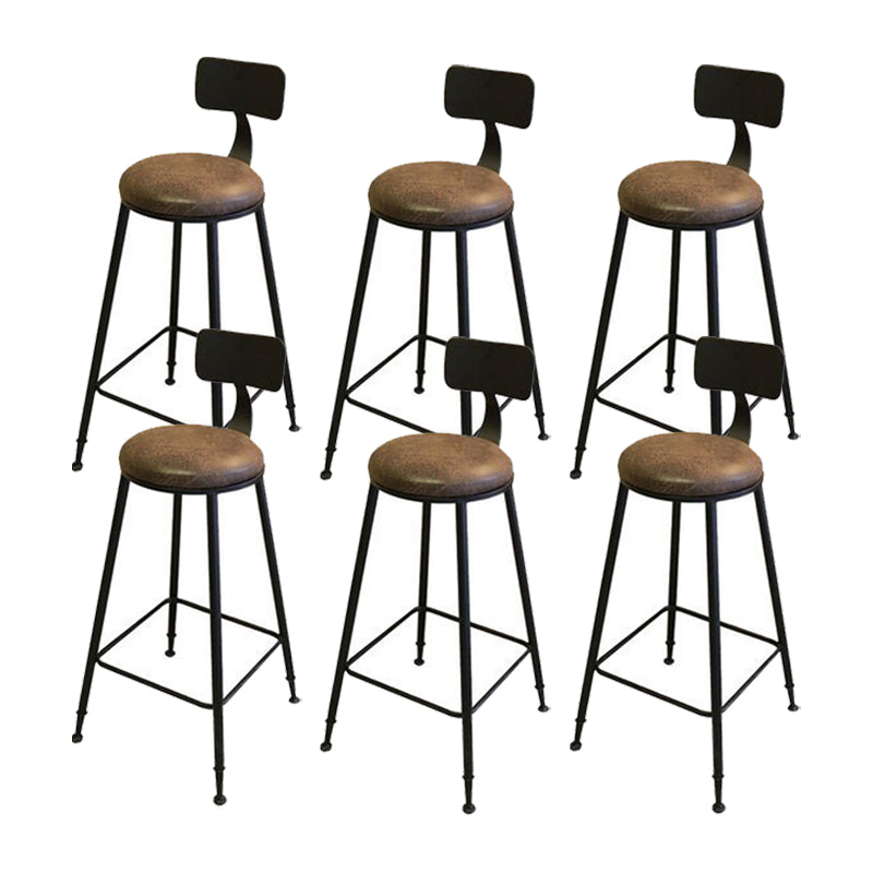 Industrial Style Metal Bar Stool Armless Bar Stool with Black Base
