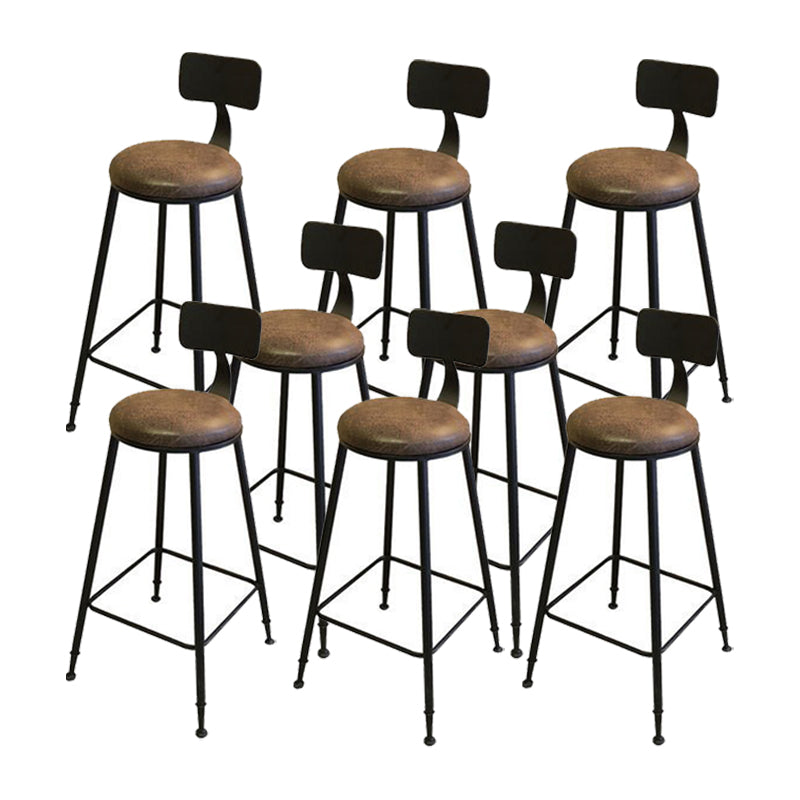 Industrial Style Metal Bar Stool Armless Bar Stool with Black Base