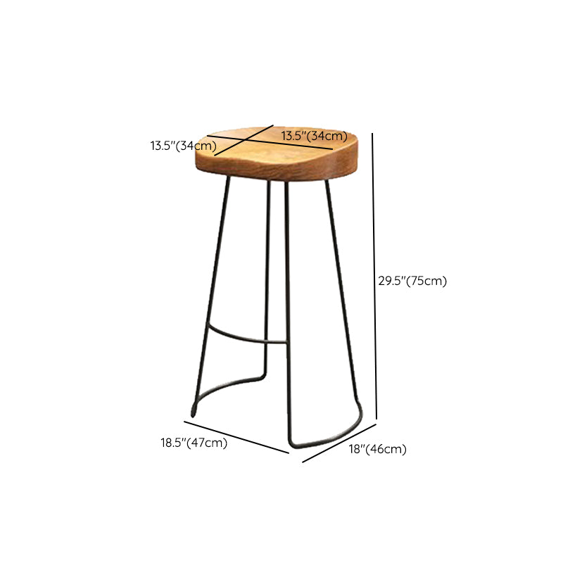 Industrial Style Metal Bar Stool Armless Bar Stool with Black Base
