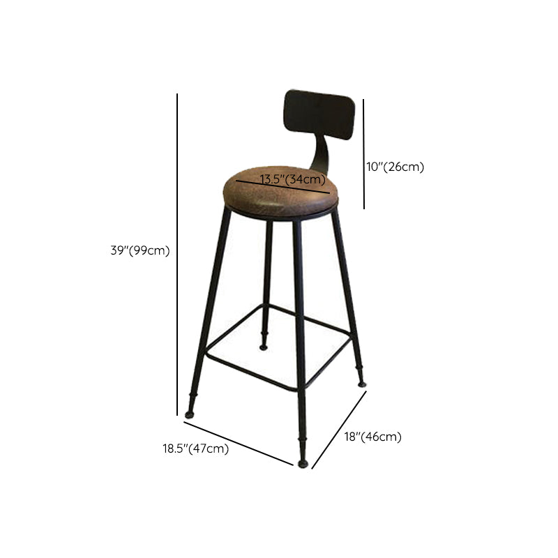 Industrial Style Metal Bar Stool Armless Bar Stool with Black Base