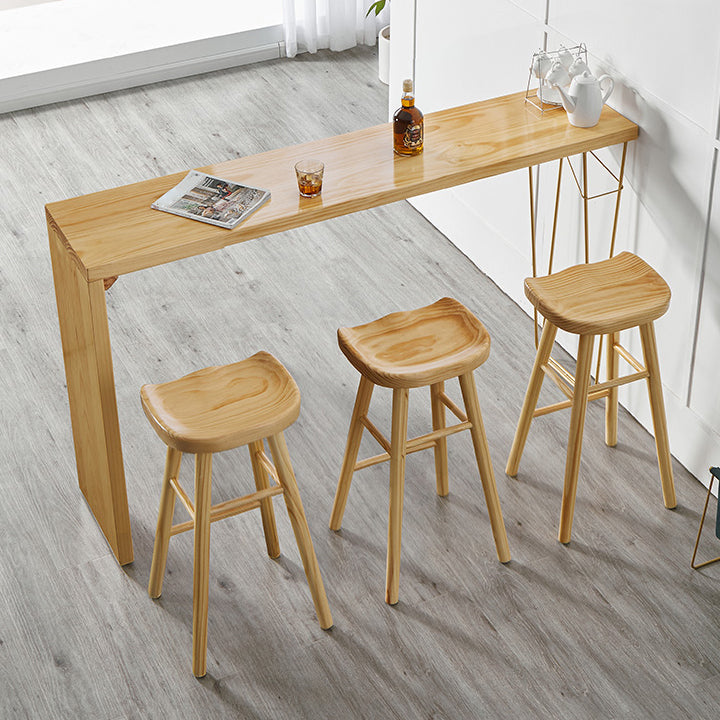 Indoor Contemporary Bar Dining Table Rectangle Bar Table with Pine Wood Frame