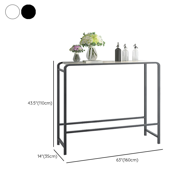 Modern Bar Dining Table Rectangle Indoor Bar Stool Table with Footrest