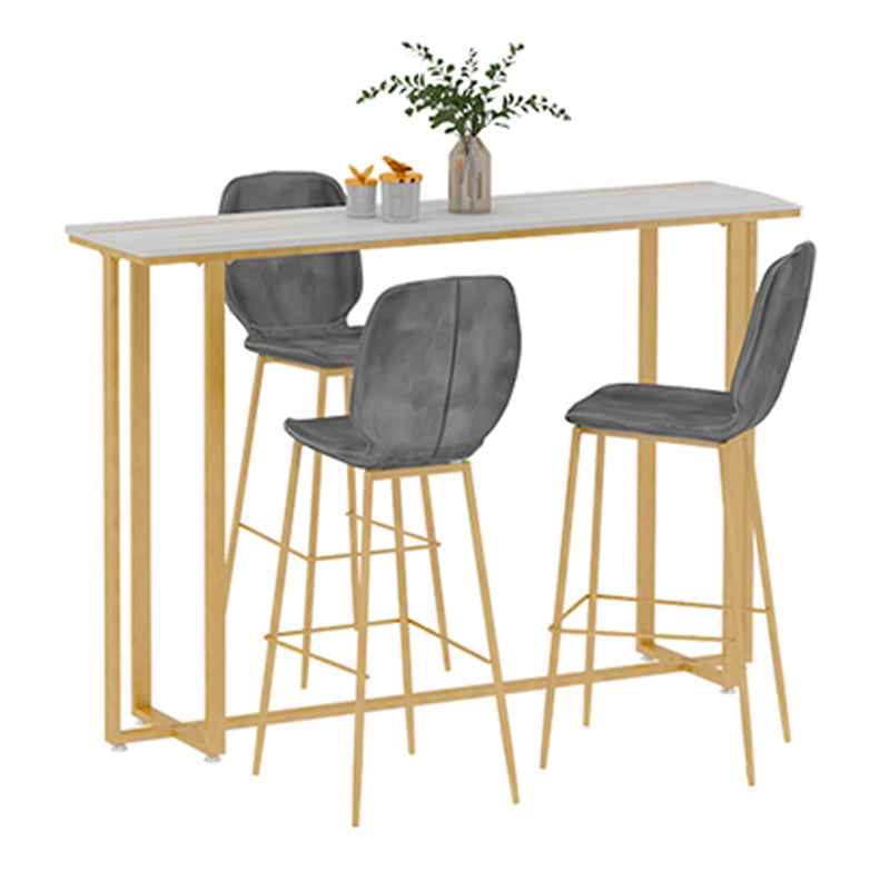 Stone Top Bar Stool Table Glam Style Pub Table with Metal Leg