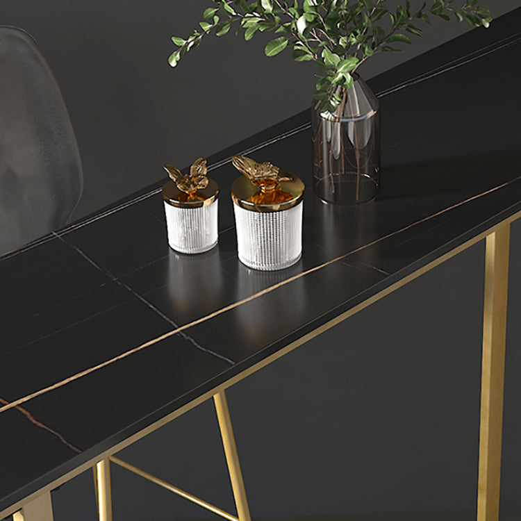 Stone Top Bar Stool Table Glam Style Pub Table with Metal Leg