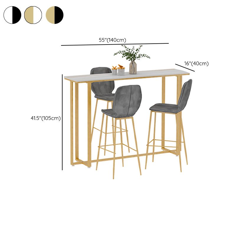 Stone Top Bar Stool Table Glam Style Pub Table with Metal Leg