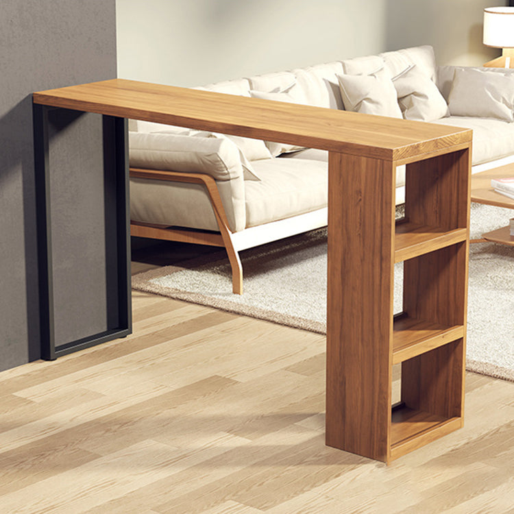 Solid Wood Bar Stool Table Industrial Style Bar Dining Table with Storage