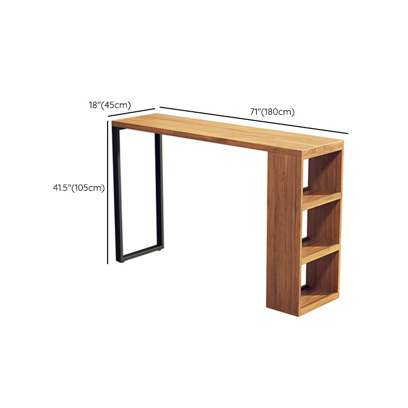 Solid Wood Bar Stool Table Industrial Style Bar Dining Table with Storage