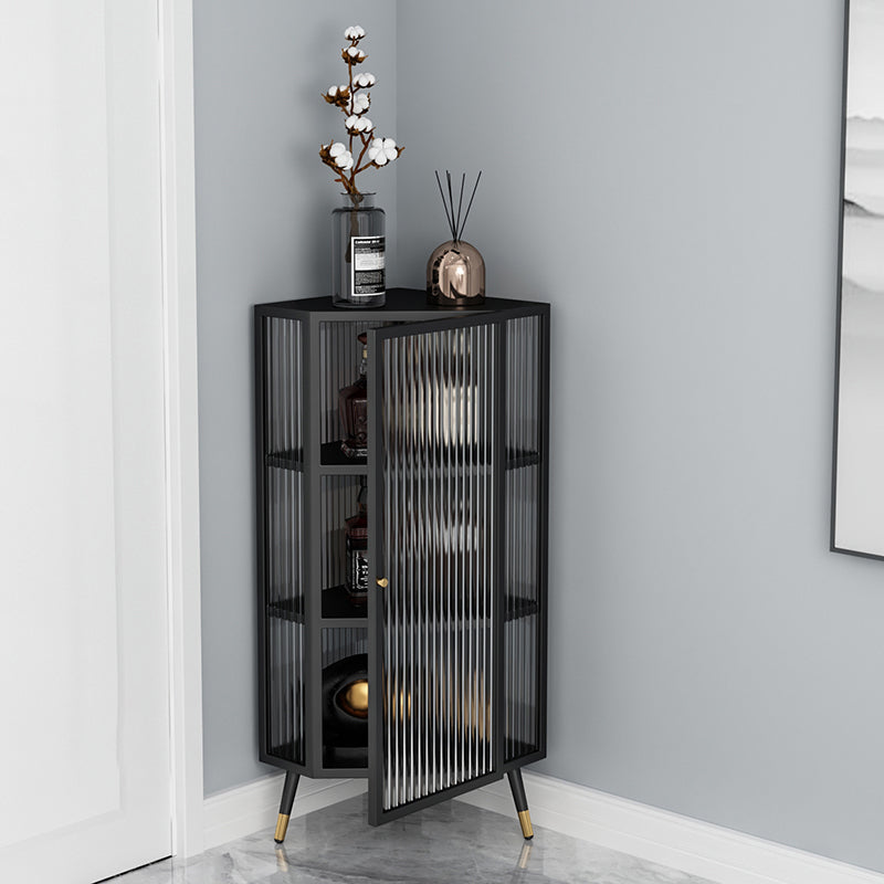 Contemporary Curio Cabinet Glass Doors Metal Buffet Cabinet for Dining Room