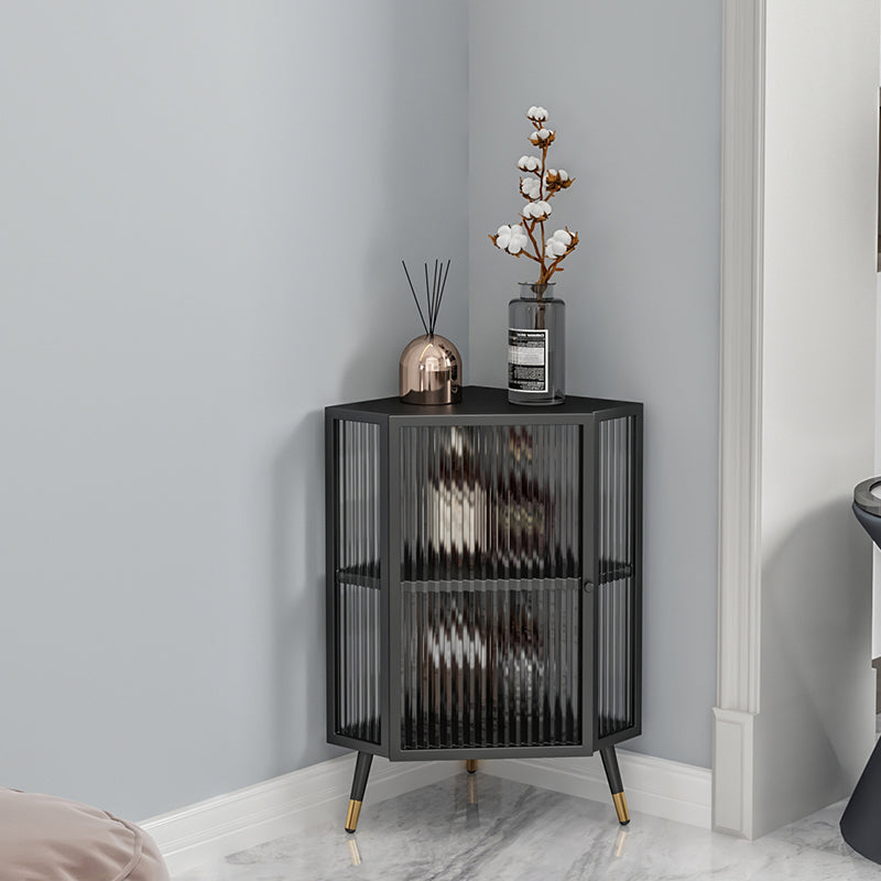 Contemporary Curio Cabinet Glass Doors Metal Buffet Cabinet for Dining Room