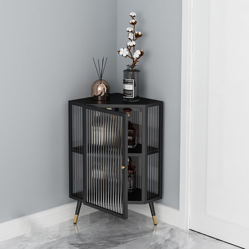 Contemporary Curio Cabinet Glass Doors Metal Buffet Cabinet for Dining Room