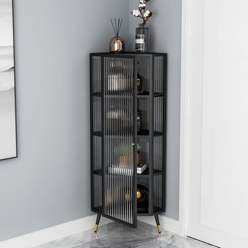 Contemporary Curio Cabinet Glass Doors Metal Buffet Cabinet for Dining Room