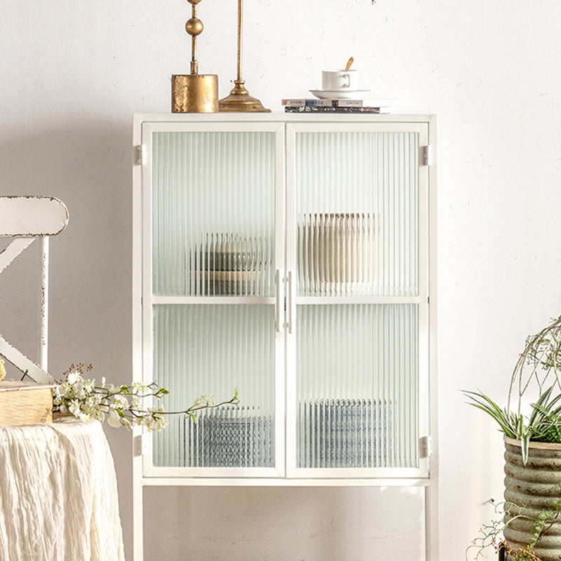 Contemporary Curio Cabinet Metal Glass Doors Buffet Cabinet for Dining Room