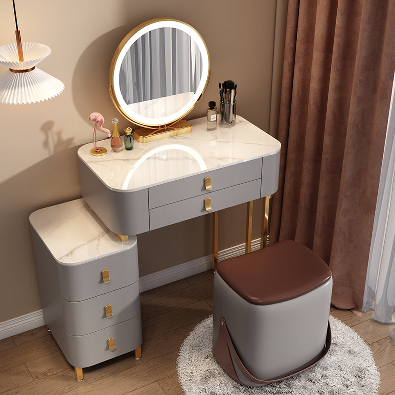 Contemporary Stone Vanity Dressing Table Bedroom Makeup Vanity Desk with Drawer