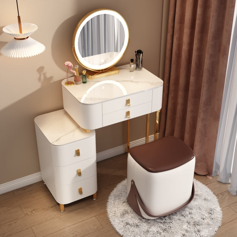 Contemporary Stone Vanity Dressing Table Bedroom Makeup Vanity Desk with Drawer