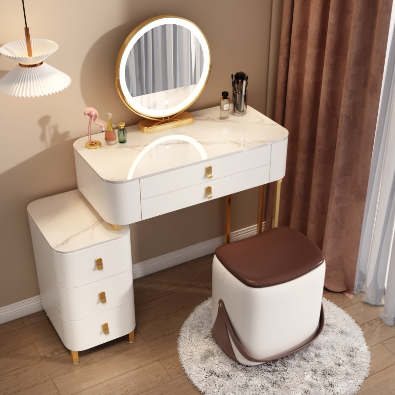 Contemporary Stone Vanity Dressing Table Bedroom Makeup Vanity Desk with Drawer