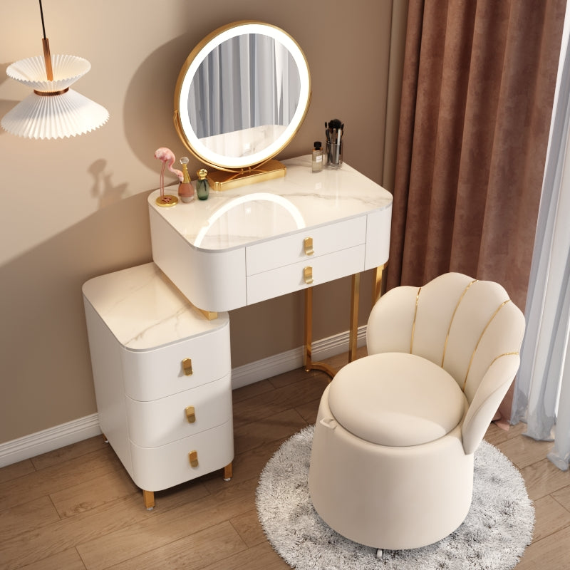 Contemporary Stone Vanity Dressing Table Bedroom Makeup Vanity Desk with Drawer