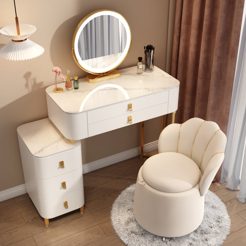 Contemporary Stone Vanity Dressing Table Bedroom Makeup Vanity Desk with Drawer