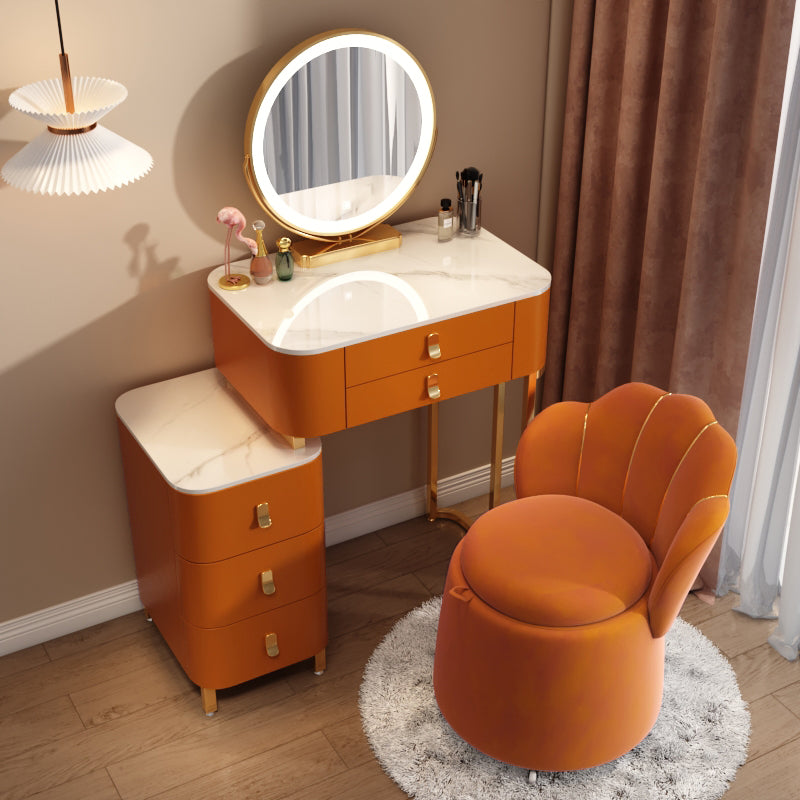 Contemporary Stone Vanity Dressing Table Bedroom Makeup Vanity Desk with Drawer