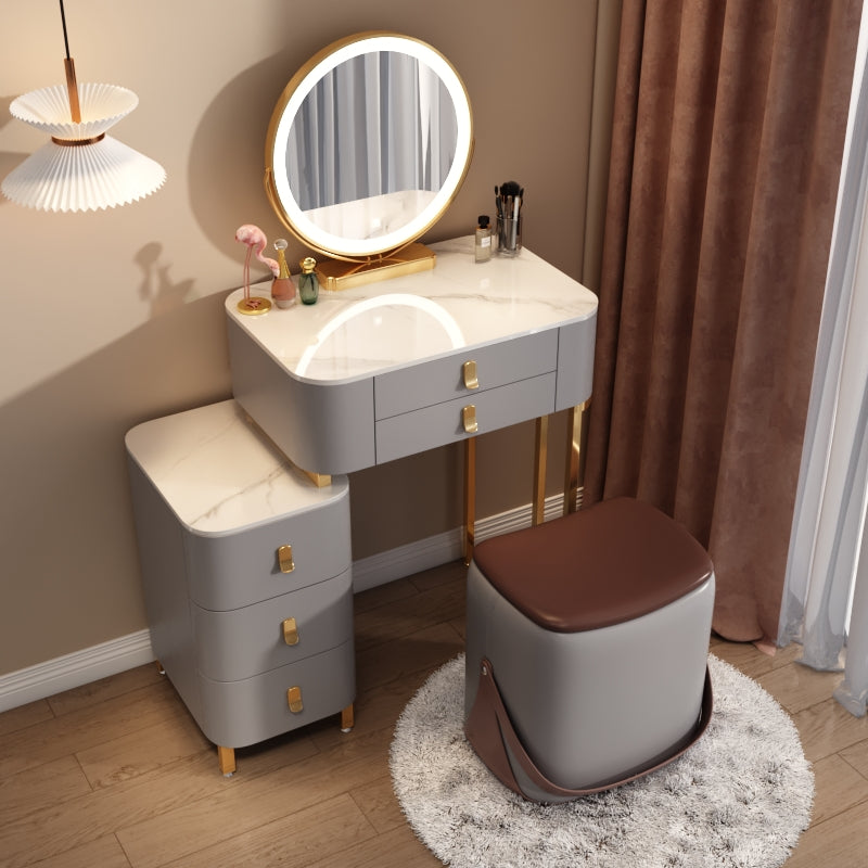 Contemporary Stone Vanity Dressing Table Bedroom Makeup Vanity Desk with Drawer