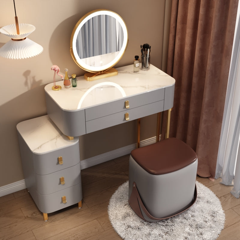 Contemporary Stone Vanity Dressing Table Bedroom Makeup Vanity Desk with Drawer