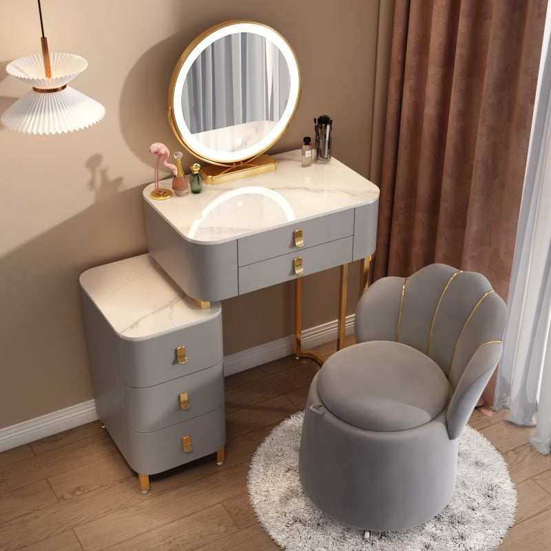 Contemporary Stone Vanity Dressing Table Bedroom Makeup Vanity Desk with Drawer