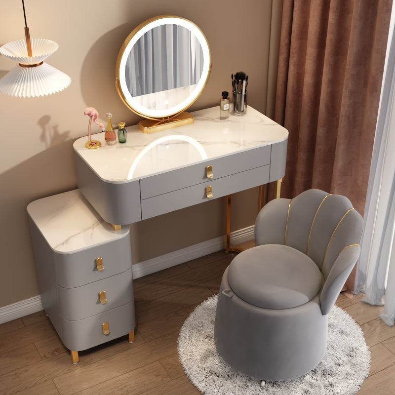 Contemporary Stone Vanity Dressing Table Bedroom Makeup Vanity Desk with Drawer