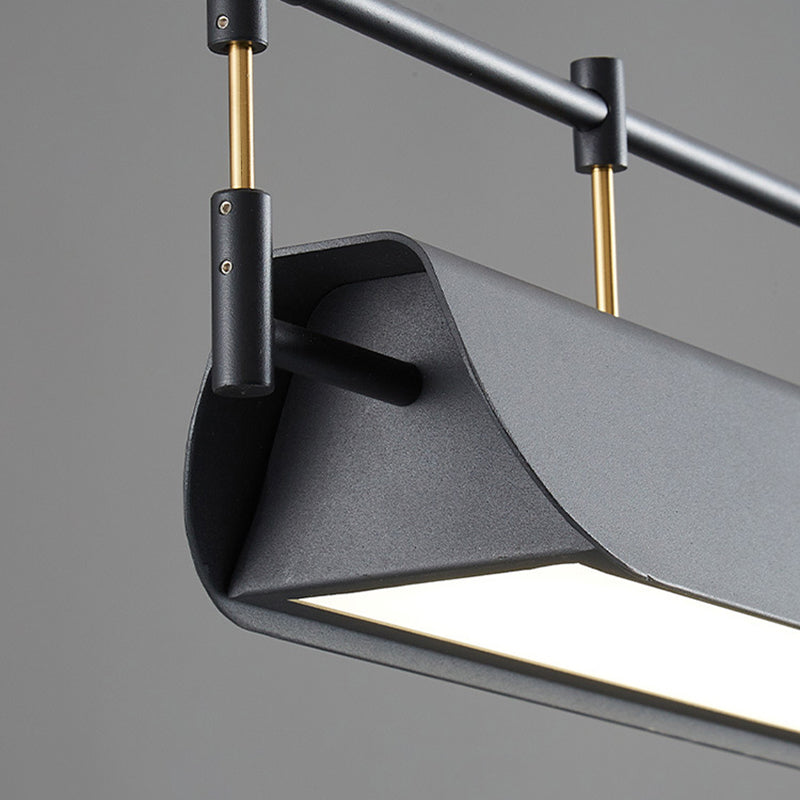 Black Modern Pendant Light Rectangle Shape Island Light with Acrylic Shade for Living Room