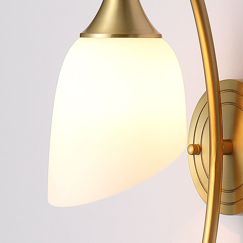 Modern Wall Lamp Copper Wall Mount Lamp with Glass Shade for Bedroom