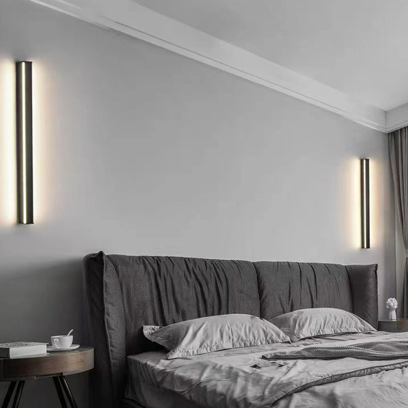 Linear Shape Metal Wall Sconces Modern 1-Light Wall Mount Light Fixture in Black