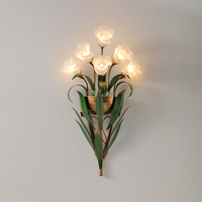 Flower Shape Glass Wall Sconces Modern Multi-Lights Wall Mount Light Fixture