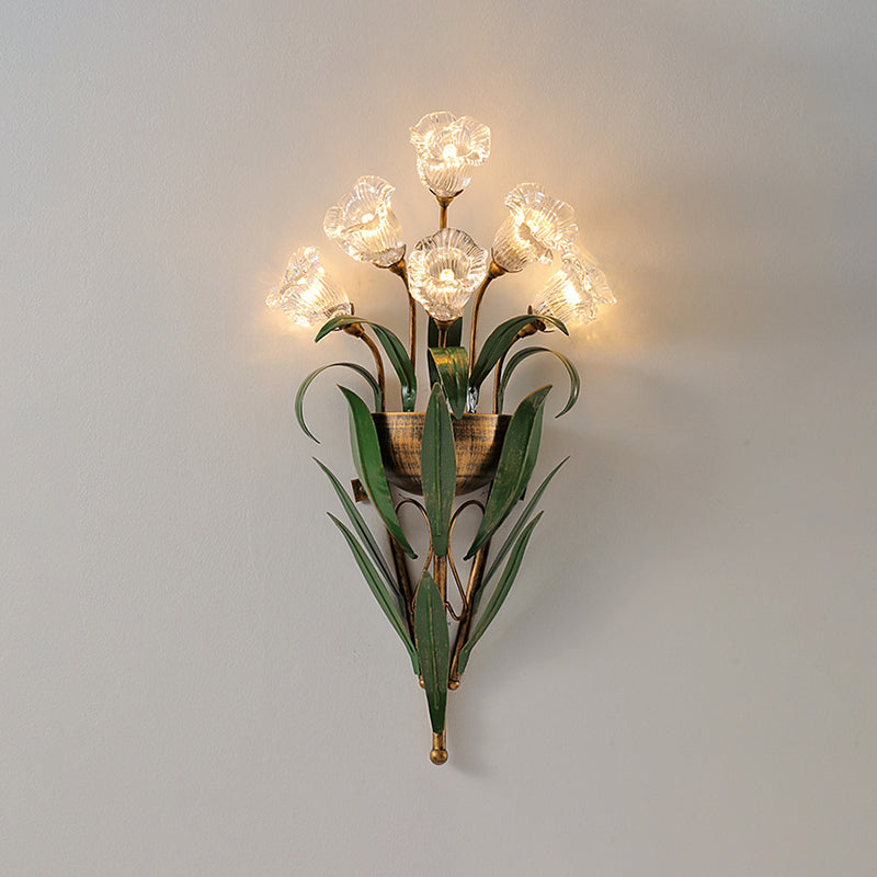 Flower Shape Glass Wall Sconces Modern Multi-Lights Wall Mount Light Fixture