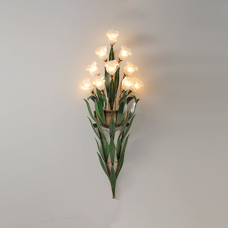 Flower Shape Glass Wall Sconces Modern Multi-Lights Wall Mount Light Fixture
