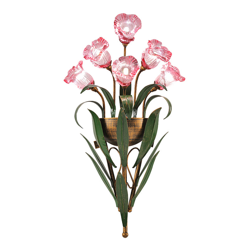 Flower Shape Glass Wall Sconces Modern Multi-Lights Wall Mount Light Fixture