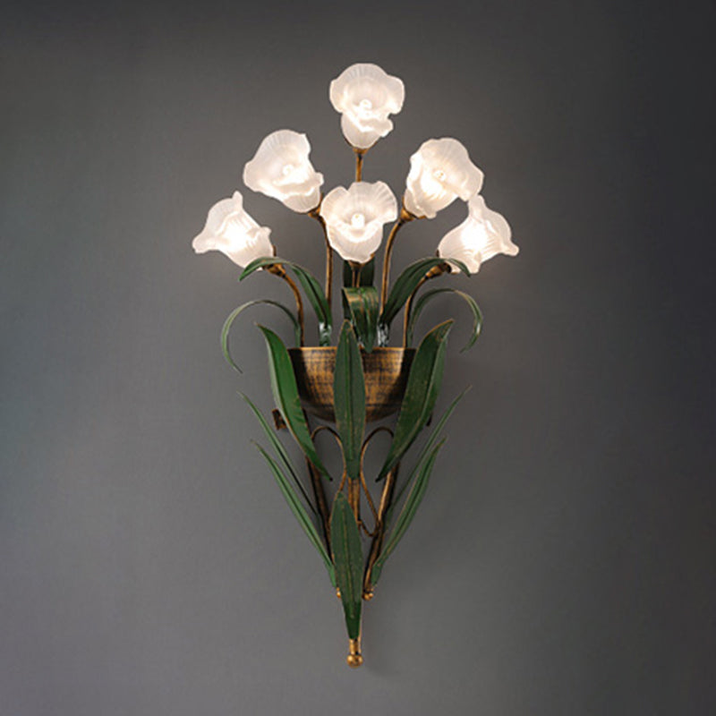 Flower Shape Glass Wall Sconces Modern Multi-Lights Wall Mount Light Fixture