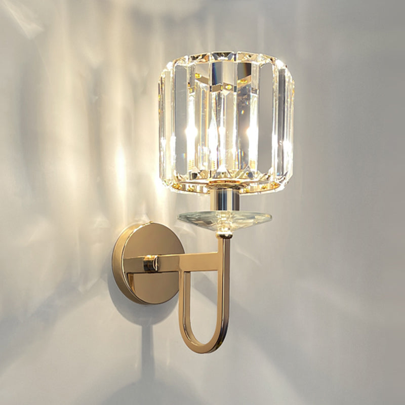 Crystal Geometric Shape Wall Sconces Modern 1 Light Wall Mount Light Fixture in Gold