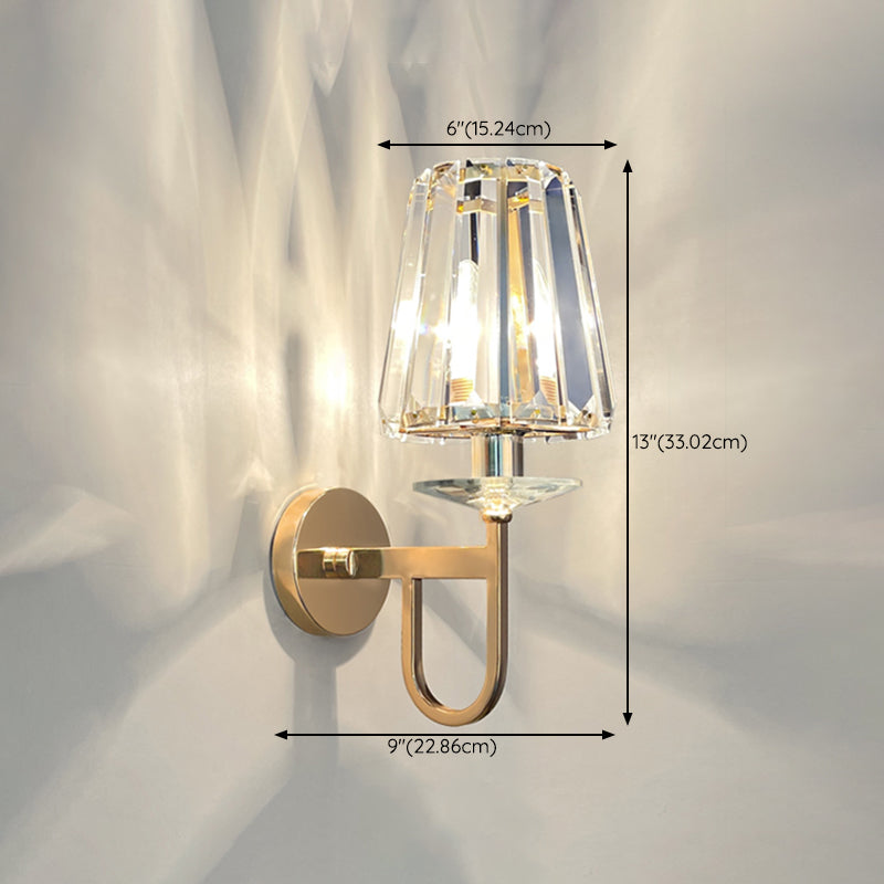 Crystal Geometric Shape Wall Sconces Modern 1 Light Wall Mount Light Fixture in Gold