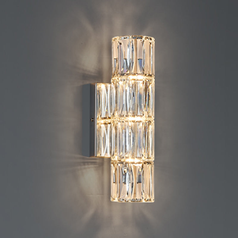 Cylinder Shape Crystal Wall Sconces Modern Multi-Lights Wall Mount Light Fixture