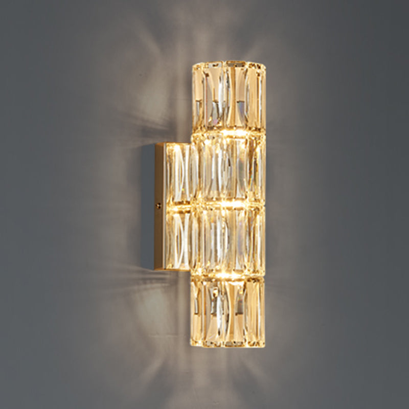 Cylinder Shape Crystal Wall Sconces Modern Multi-Lights Wall Mount Light Fixture