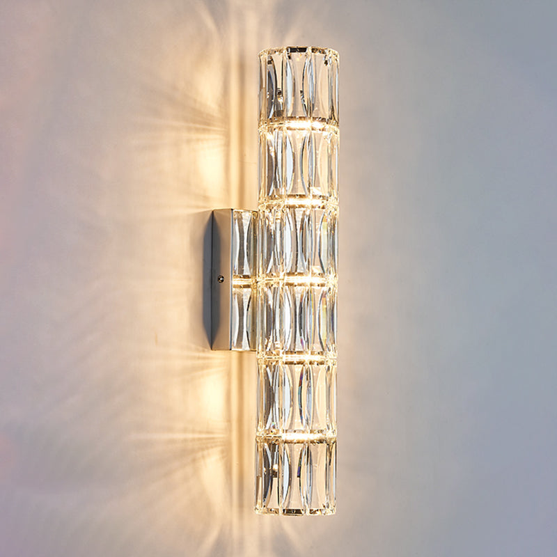 Cylinder Shape Crystal Wall Sconces Modern Multi-Lights Wall Mount Light Fixture