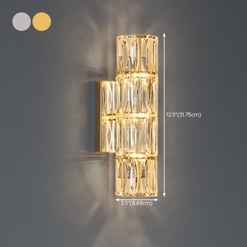 Cylinder Shape Crystal Wall Sconces Modern Multi-Lights Wall Mount Light Fixture