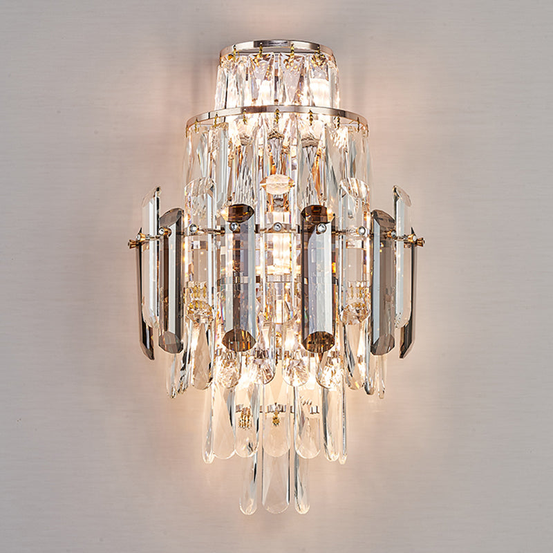 Crystal Geometric Shape Wall Sconces Modern Multi Lights Wall Mount Light Fixture in Gold