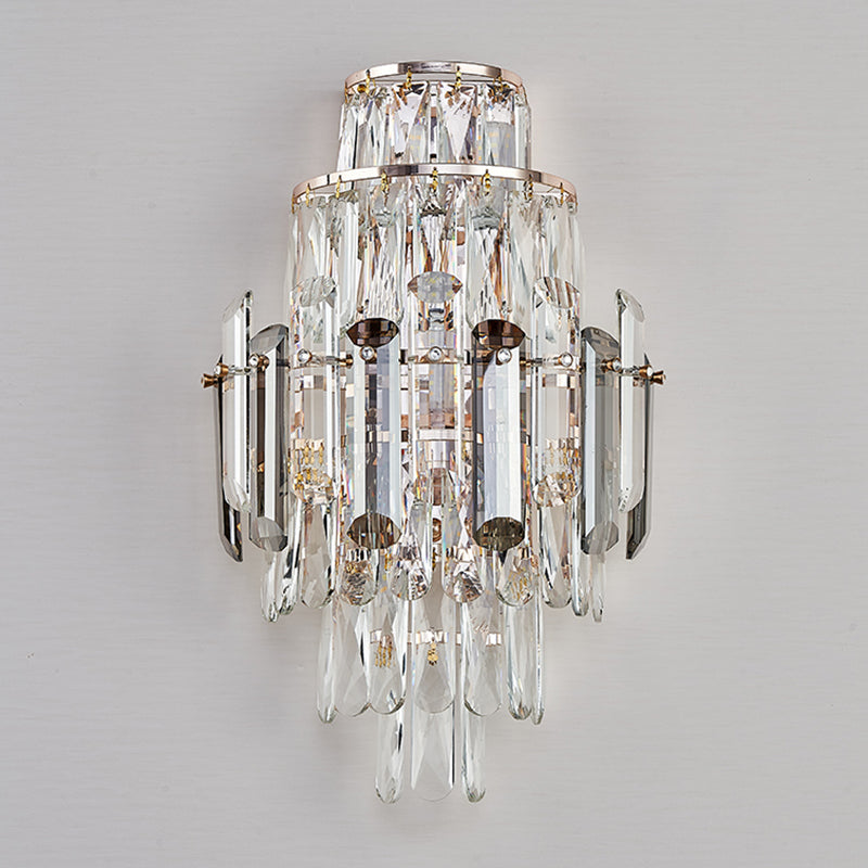 Crystal Geometric Shape Wall Sconces Modern Multi Lights Wall Mount Light Fixture in Gold