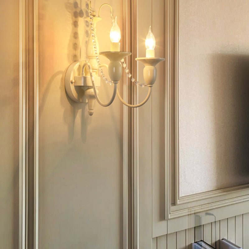 Candle Shape Crystal Wall Sconces Modern 1/2-Light Wall Mount Light Fixture in White