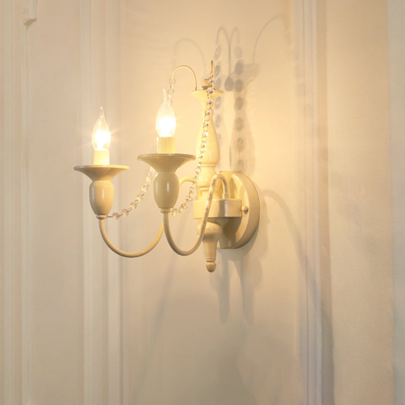 Candle Shape Crystal Wall Sconces Modern 1/2-Light Wall Mount Light Fixture in White