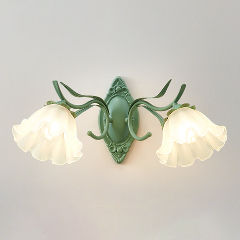 Flower Shape Metal Wall Sconces Modern 1/2-Lights Wall Mount Light Fixture in Green