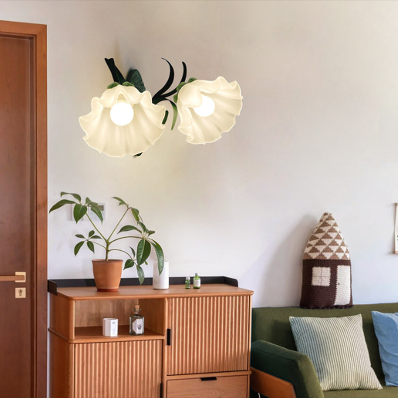 Flower Shape Metal Wall Sconces Modern 1/2-Lights Wall Mount Light Fixture in Green